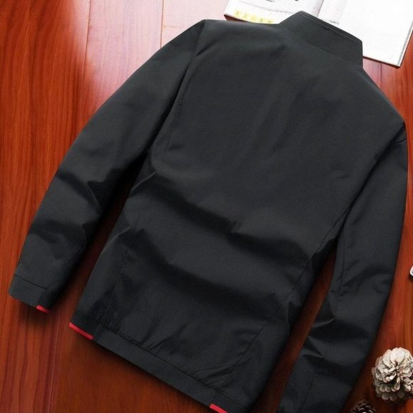 Black And Red Mens Zip Up Jacket - Picture 3 of 7